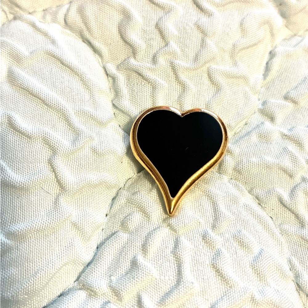 Black Magic Enamel Heart Brooch SARAH COVENTRY